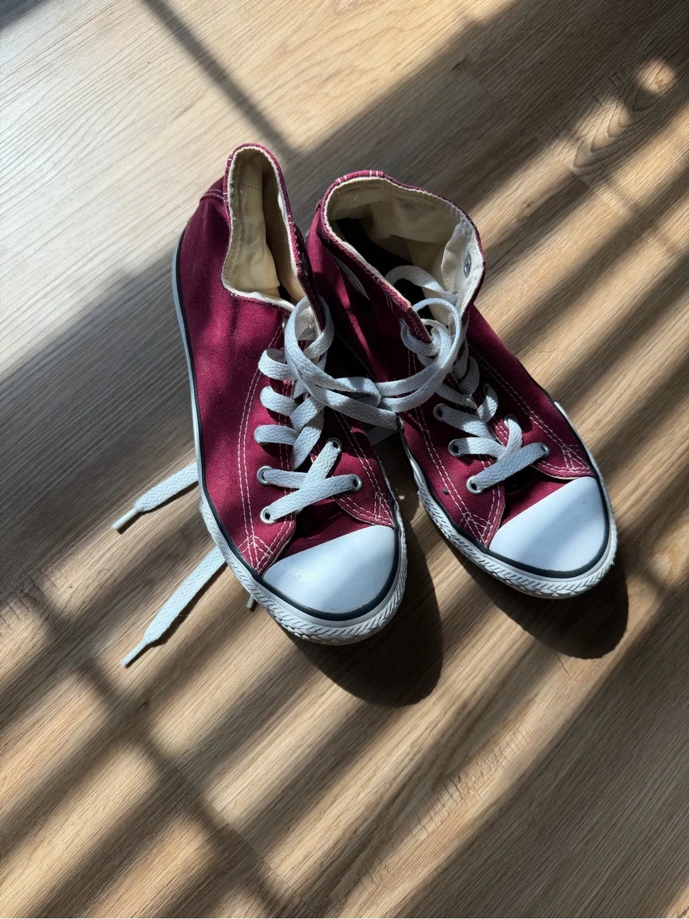 Converse High Top Sneakers - Burgundy and White